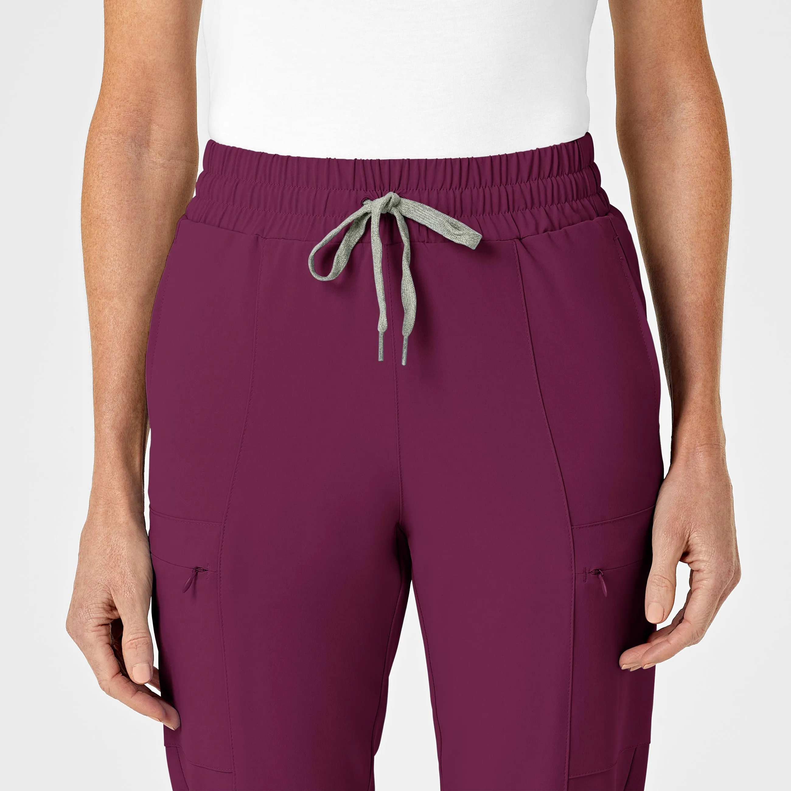 RENEW 5334 High Waist Slim Leg Scrub Pants Wine