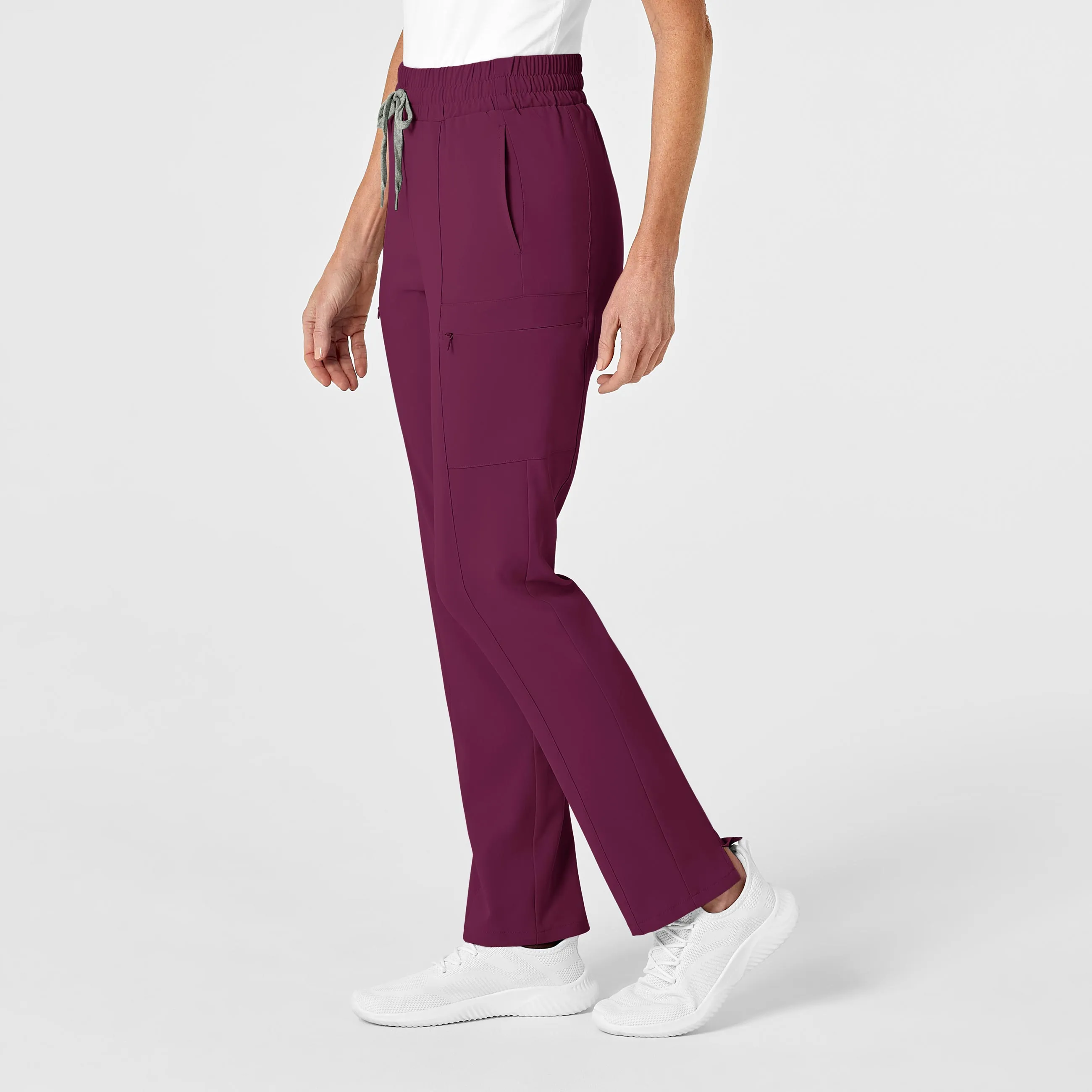 RENEW 5334 High Waist Slim Leg Scrub Pants Wine