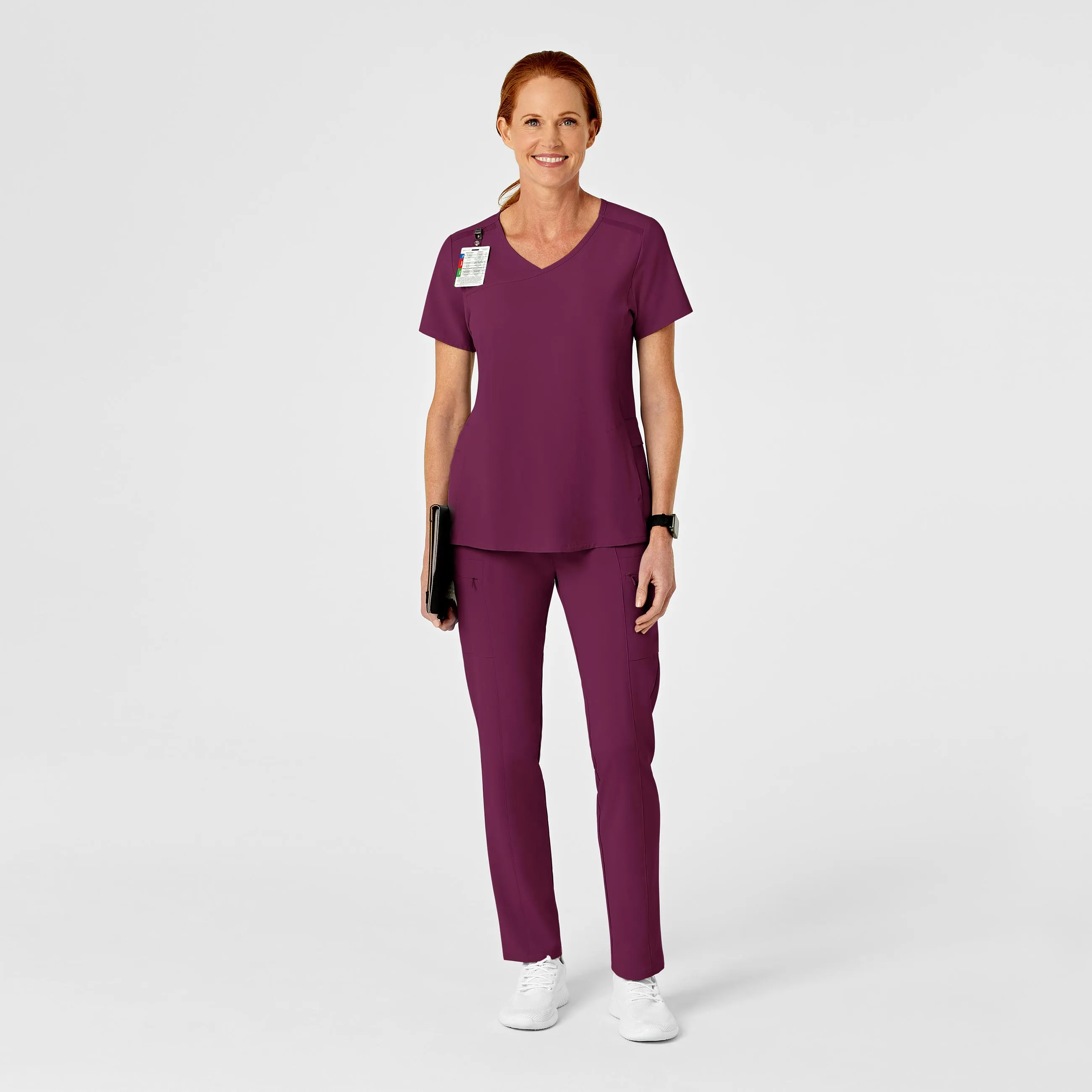 RENEW 5334 High Waist Slim Leg Scrub Pants Wine