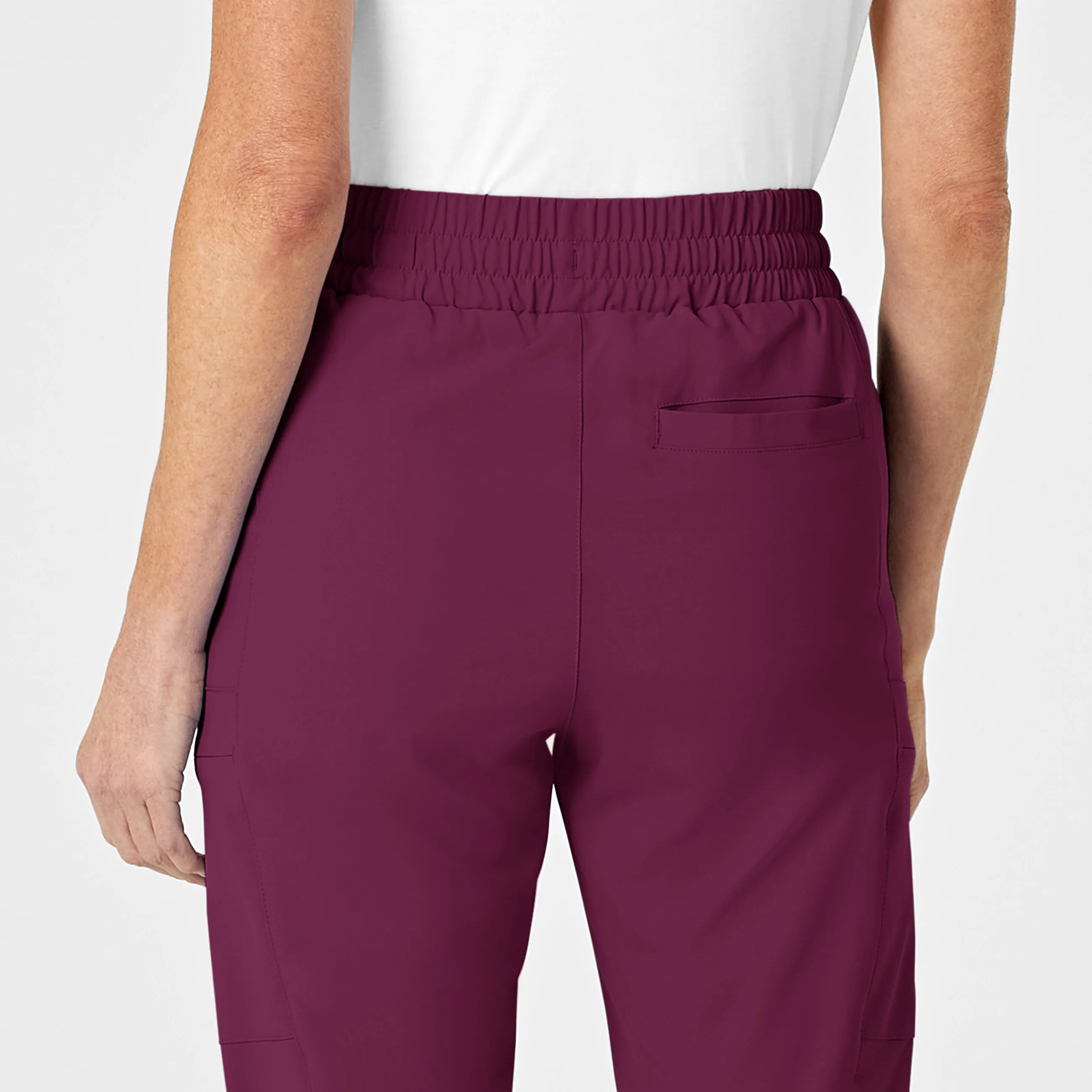 RENEW 5334 High Waist Slim Leg Scrub Pants Wine
