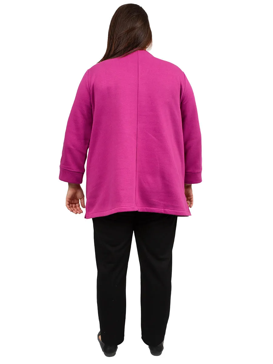 Reuben Fleece Jumper - Raspberry