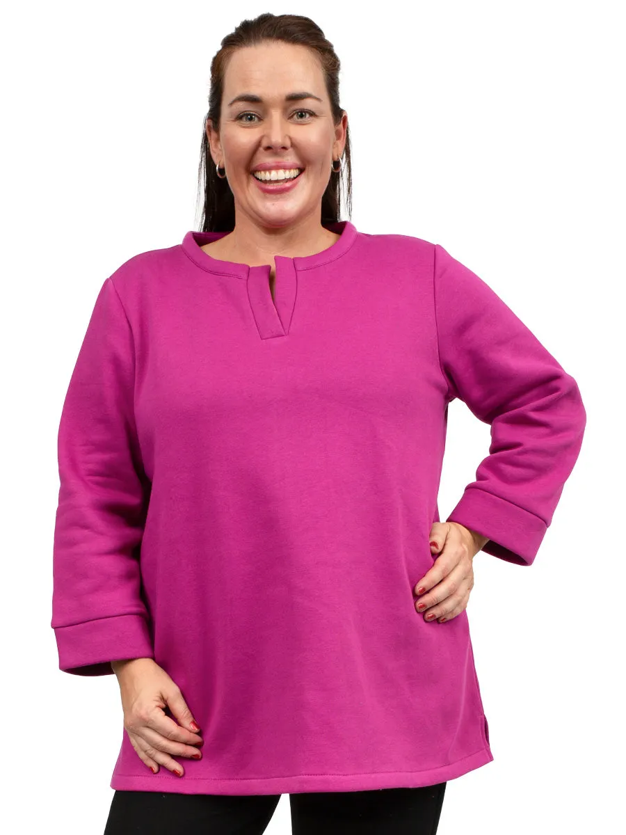Reuben Fleece Jumper - Raspberry