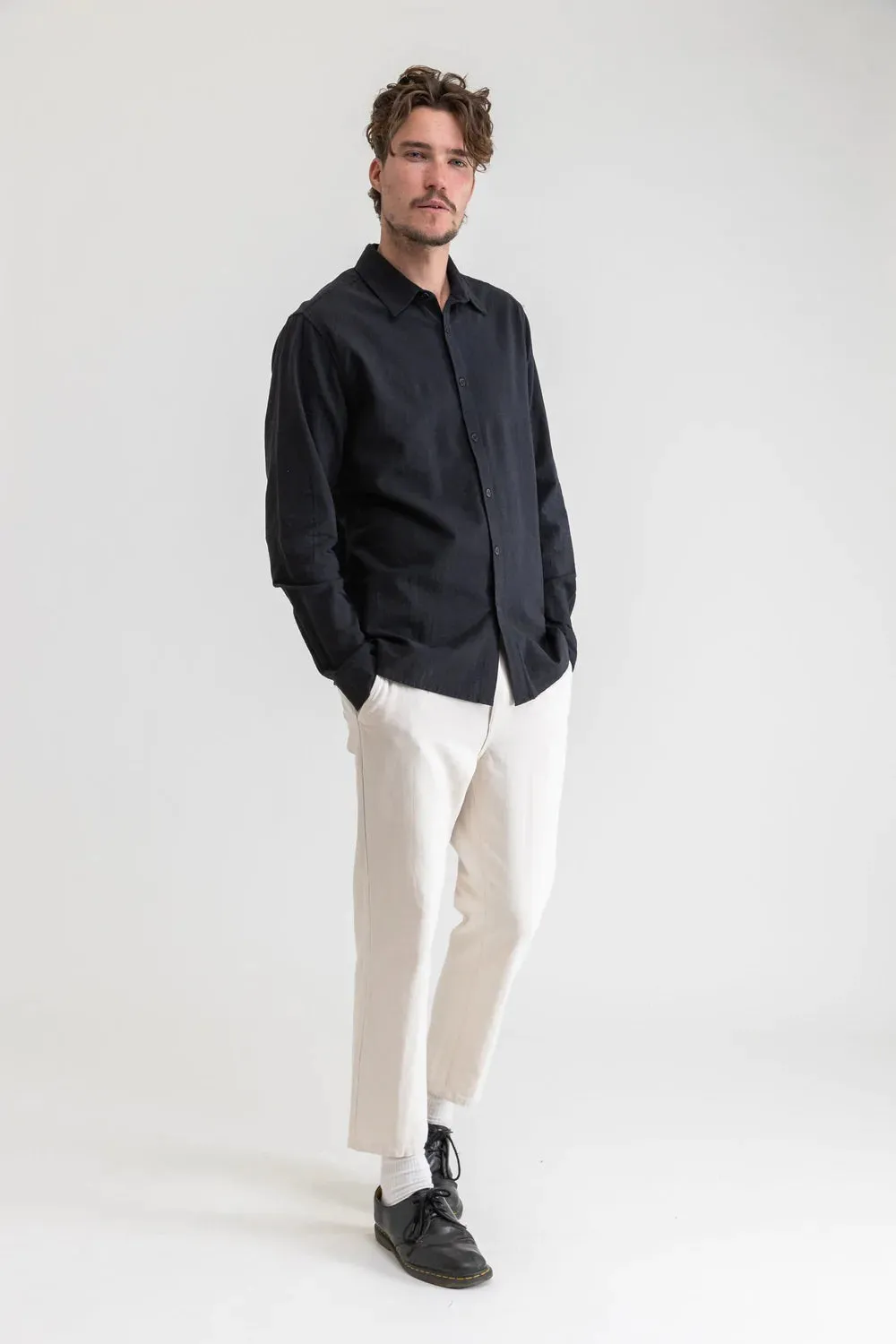 Rhythm Classic Linen LS Shirt - Vintage Black