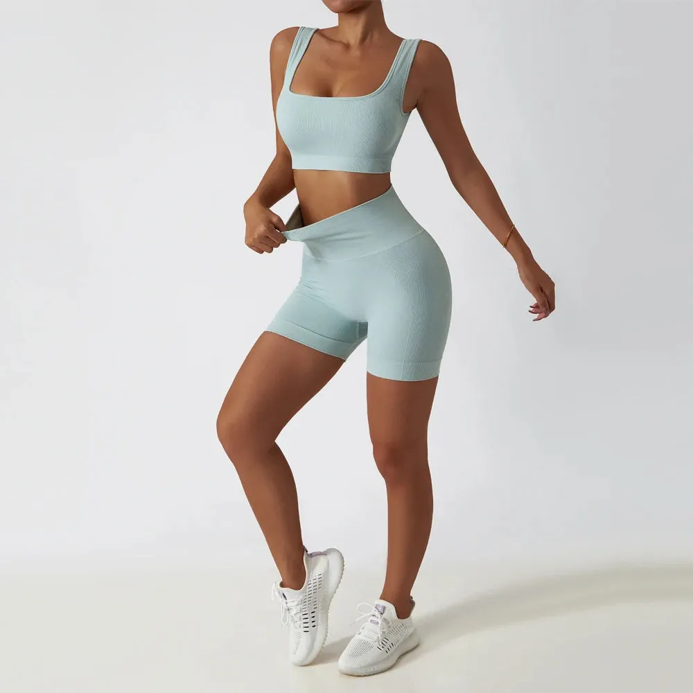 Ribbed Bike Short 2 Piece Set