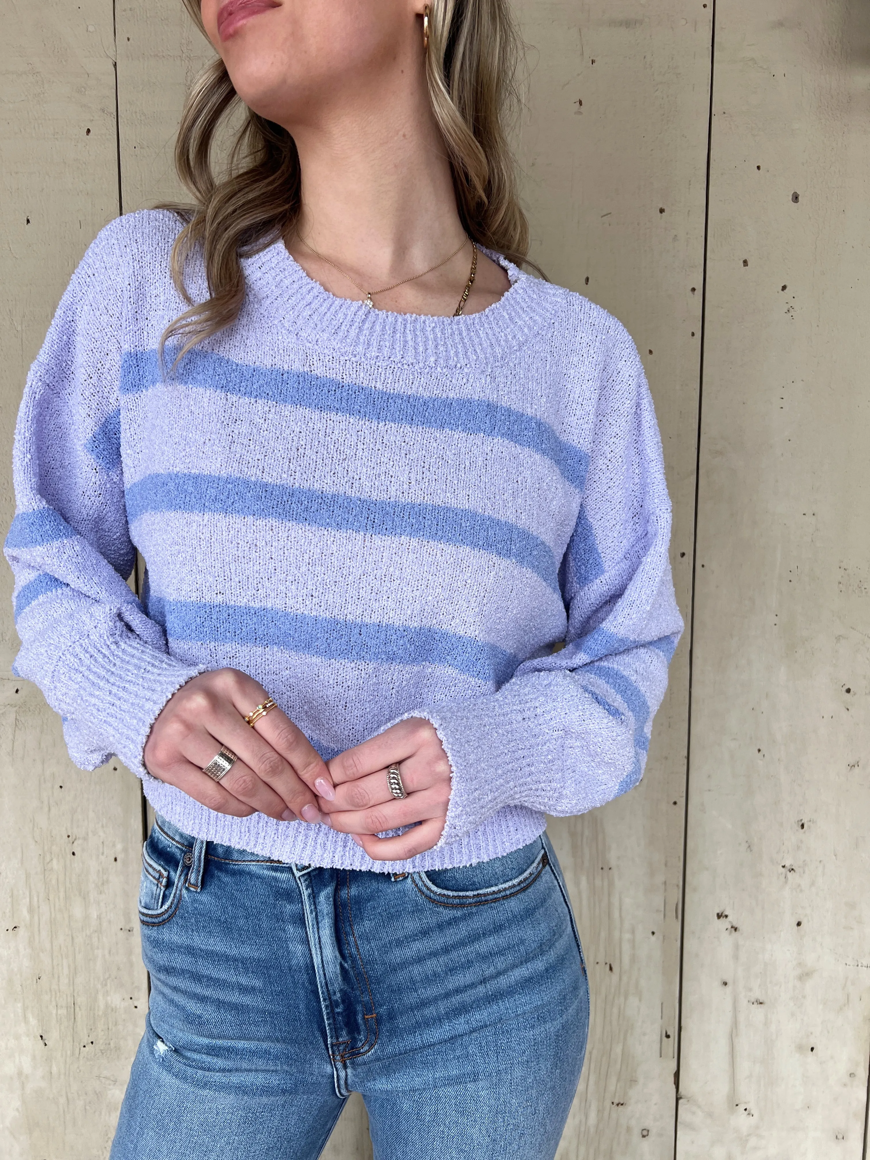 Rowan Striped Sweater Top - Lilac/Periwinkle