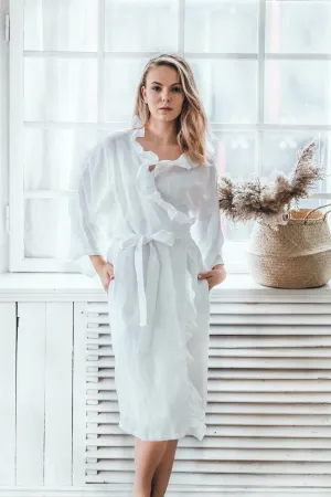 Ruffle kimono robe