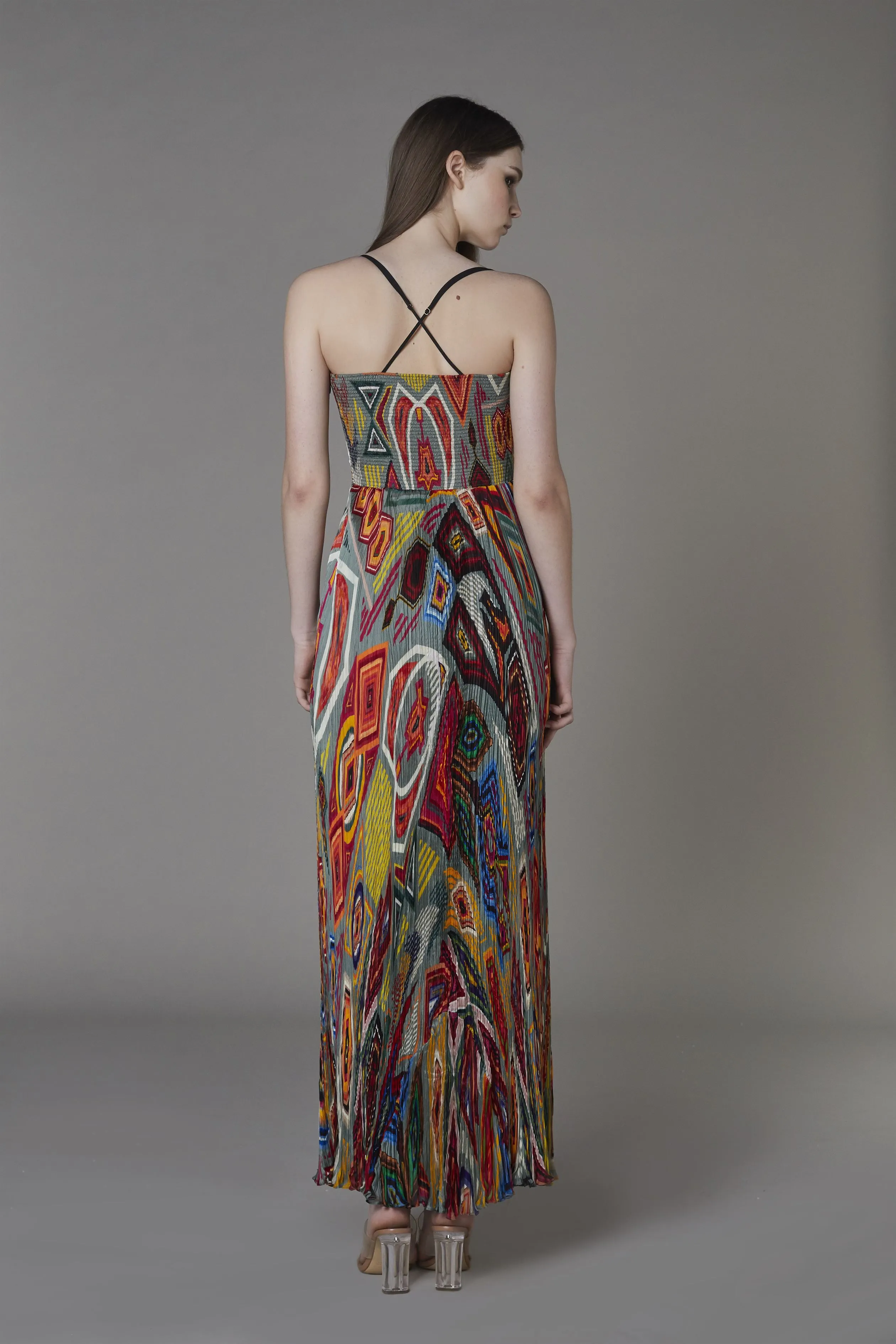 Saaksha & KinniÂ    I   Grey mix booti print bustier dress Chiffon Multi SS22038