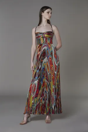 Saaksha & KinniÂ    I   Grey mix booti print bustier dress Chiffon Multi SS22038