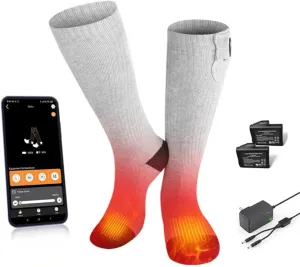 Savior Electric Heated Socks for Men Women,with APP Control Rechargeable Heated Socks,Washable,Suitable for Winter Work,Skiing,Cycling,Hiking,etc.