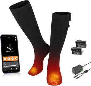 Savior Electric Heated Socks for Men Women,with APP Control Rechargeable Heated Socks,Washable,Suitable for Winter Work,Skiing,Cycling,Hiking,etc.