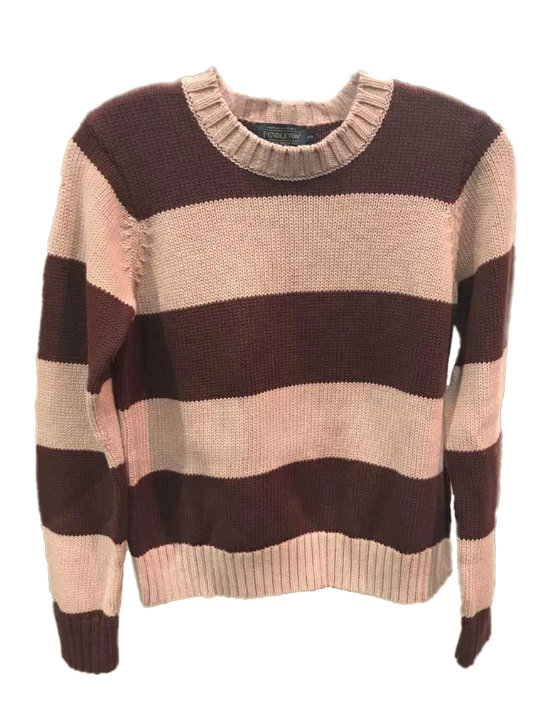 Sellwood Maroon   Pink Wool Pullover Sweater by Pendleton