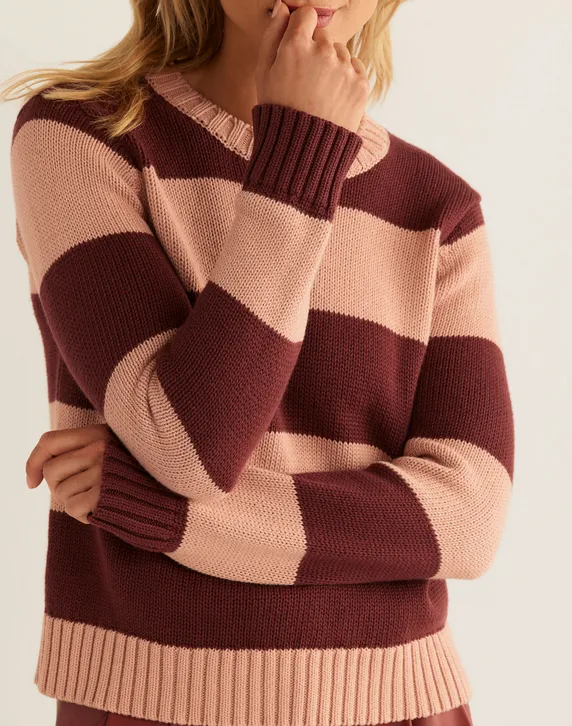 Sellwood Maroon   Pink Wool Pullover Sweater by Pendleton