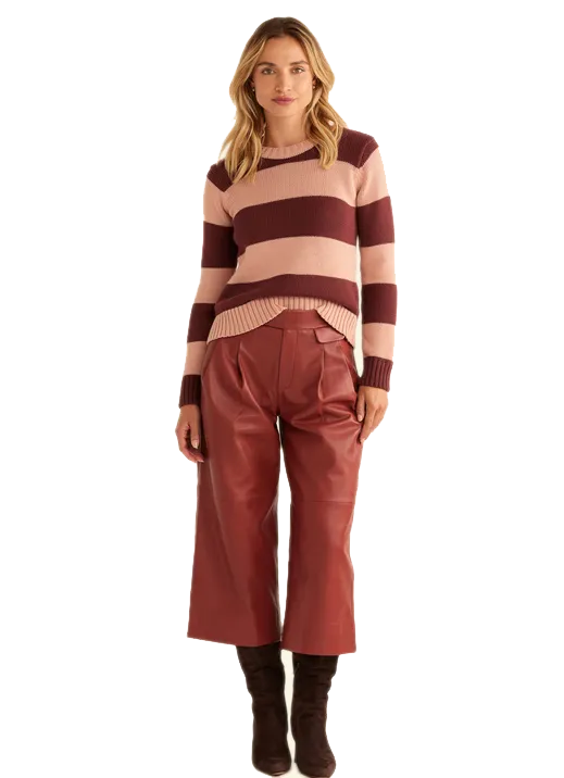 Sellwood Maroon   Pink Wool Pullover Sweater by Pendleton