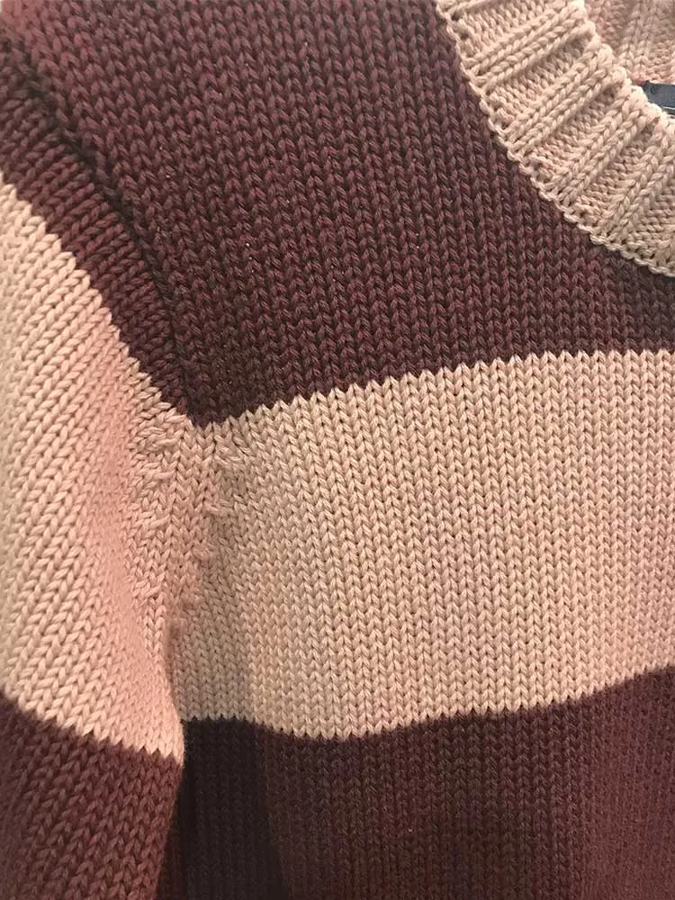 Sellwood Maroon   Pink Wool Pullover Sweater by Pendleton