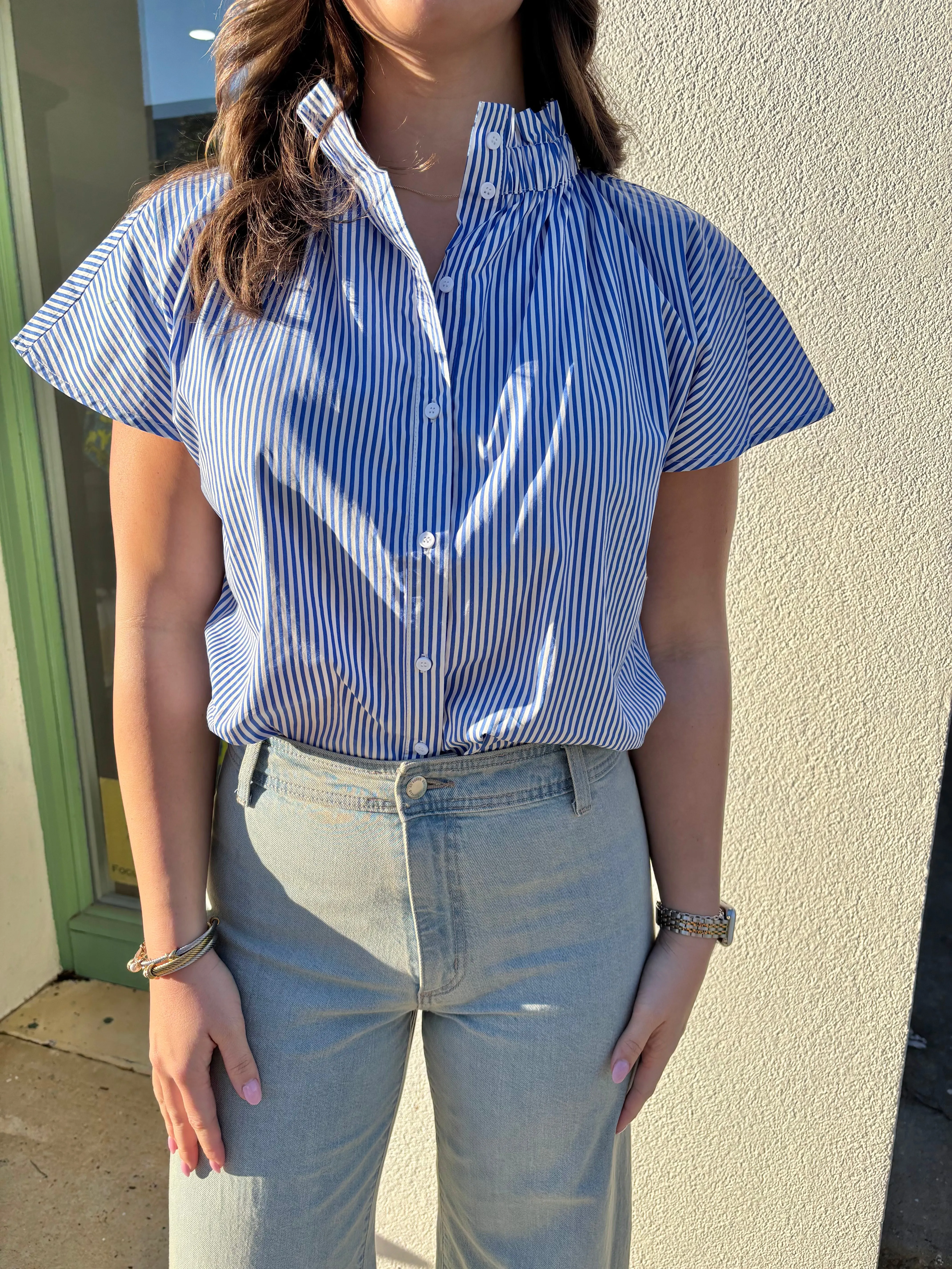 Sherah Striped Mock Neck Top