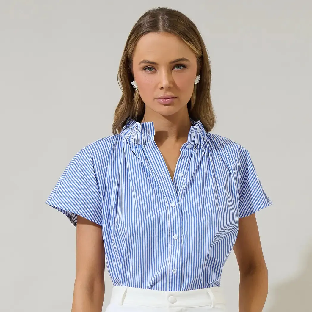 Sherah Striped Mock Neck Top
