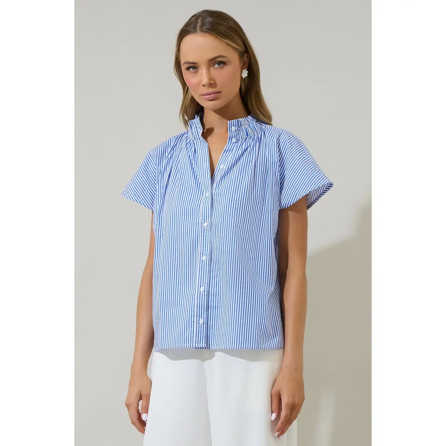 Sherah Striped Mock Neck Top