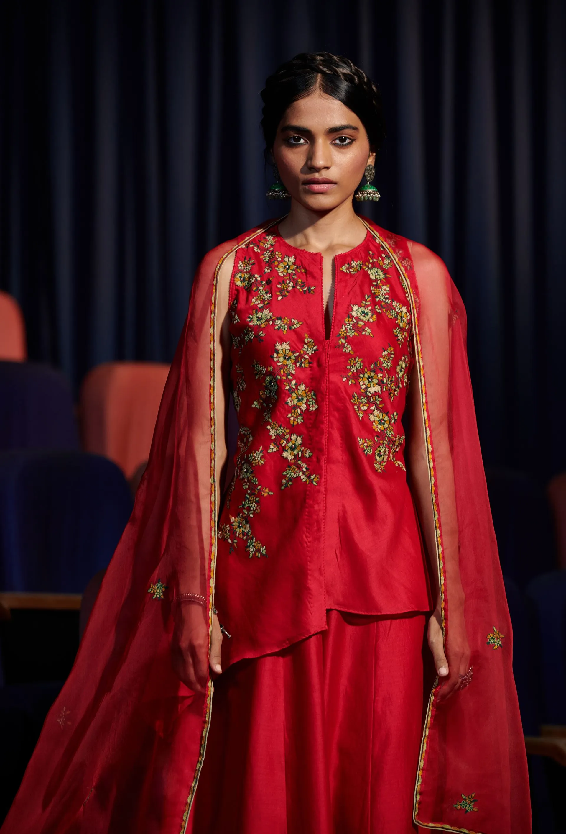 Shikha Mehta Clima Scarlet Zarin Kurta Set Silk Chanderi Scarlet The Other Me Sm-Aw-10