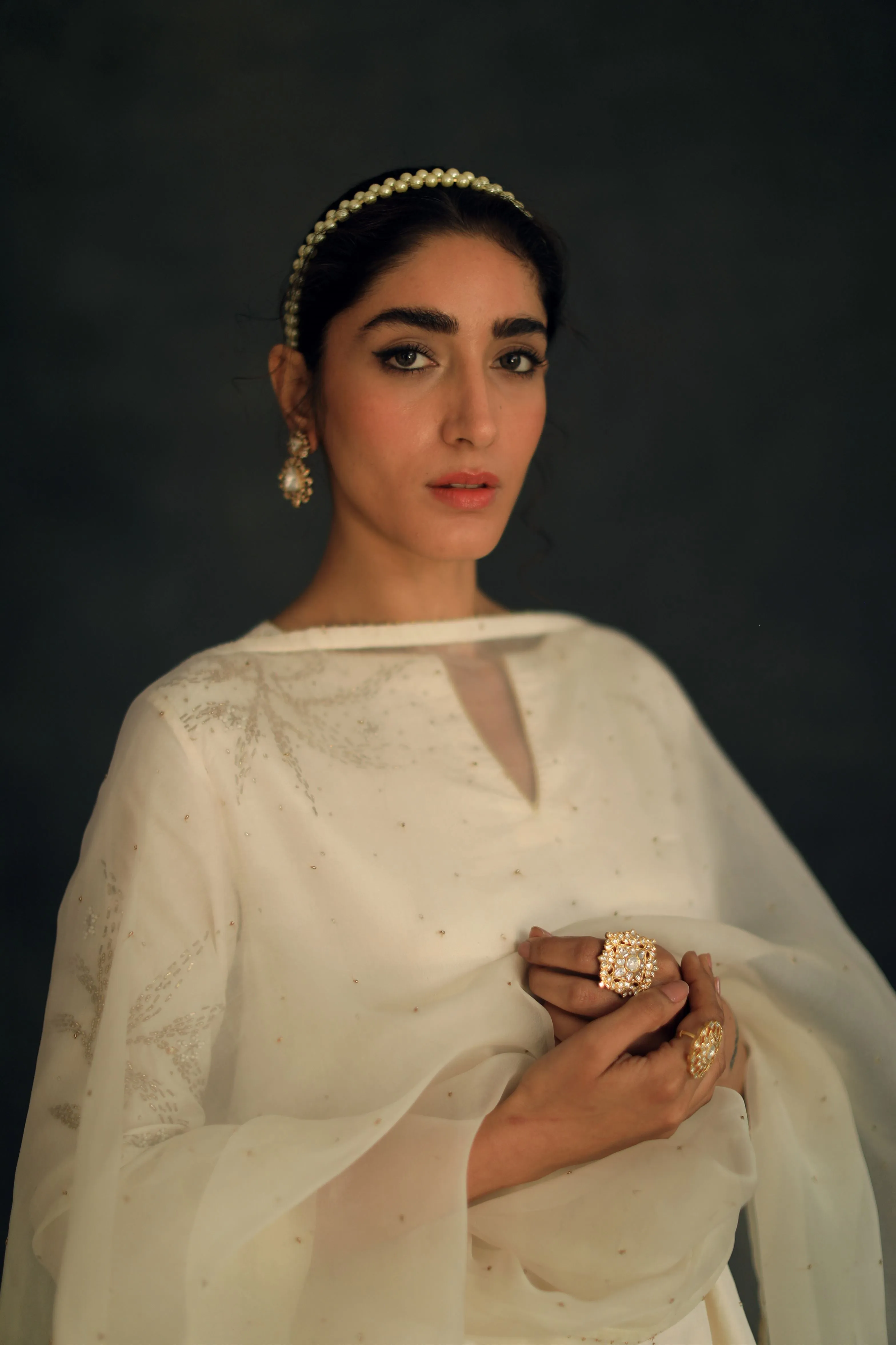 Shikha Mehta Kobe Ecru Sofi Silk Kurta Set Silk Silk Organza Ivory Hana Ss21F-Ss