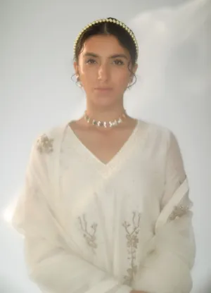 Shikha Mehta Roger Ecru Amairah Sharara Set Silk Chanderi Silk Organza Ivory Hana Ss21F-Ea