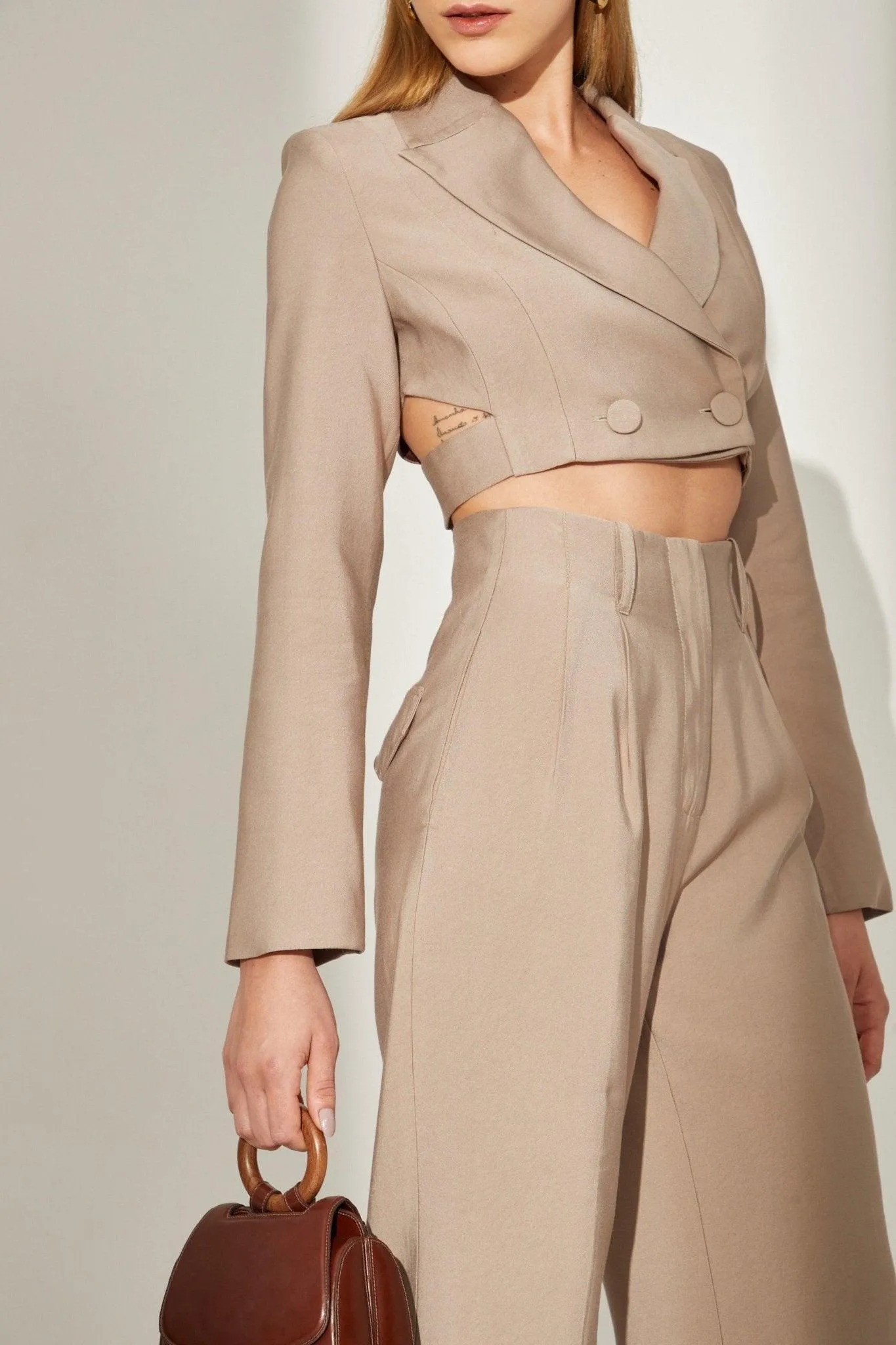 Shitake  Cropped Blazer & Pants Set