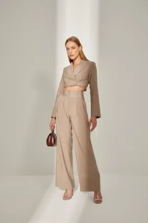 Shitake  Cropped Blazer & Pants Set
