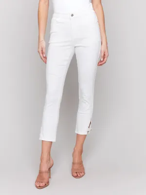 Side Mini Tab Slim Pant-White