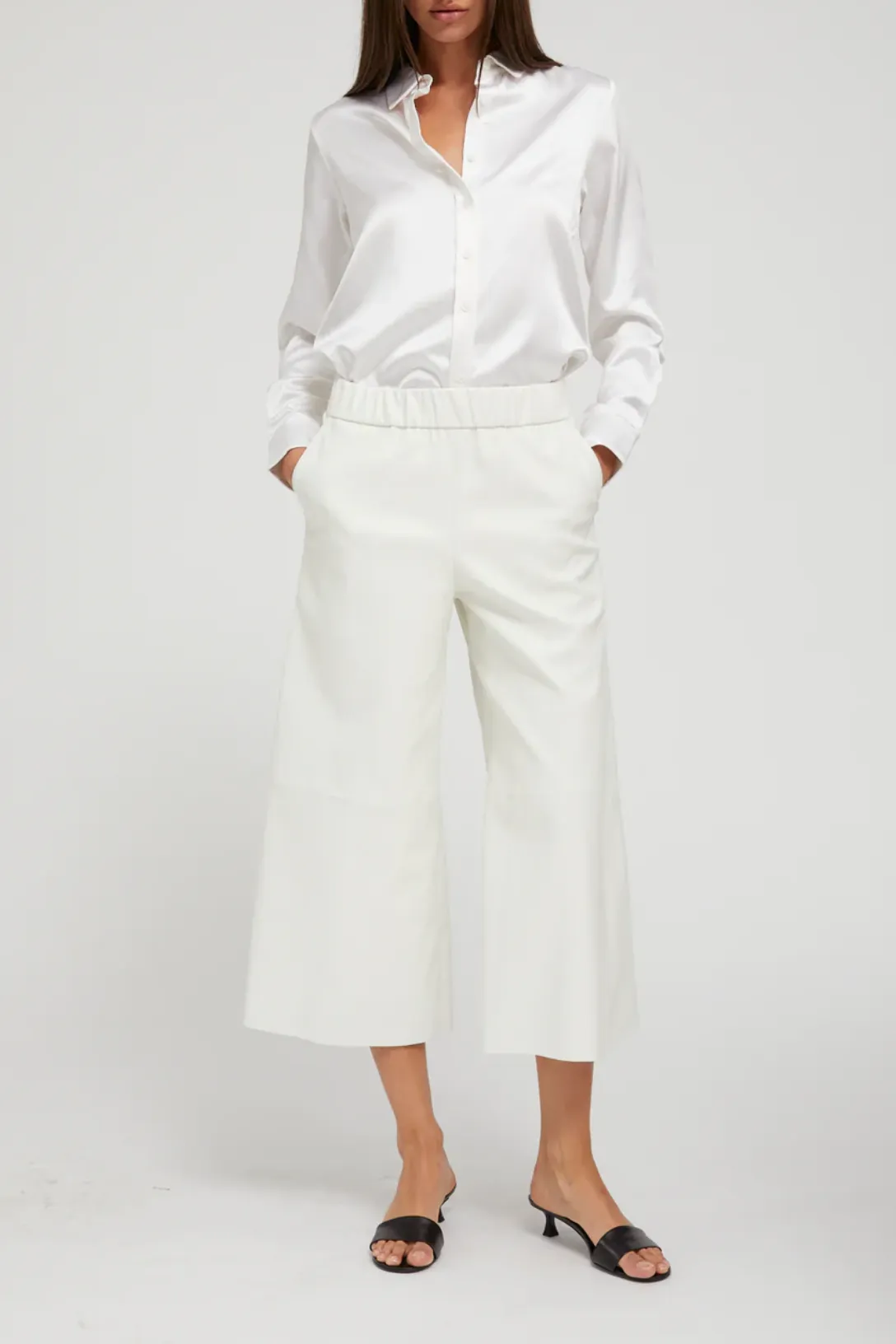 Silk Fitted Button Down | Pearl