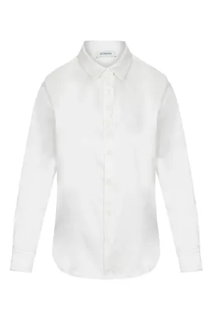 Silk Fitted Button Down | Pearl