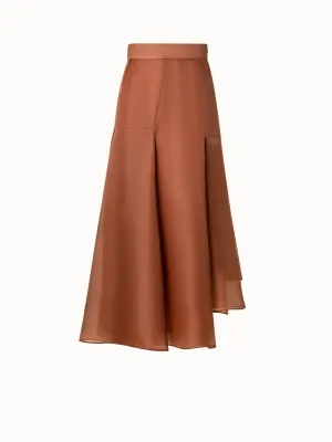 Silk Organza Asymmetrical Pleated Midi Skirt