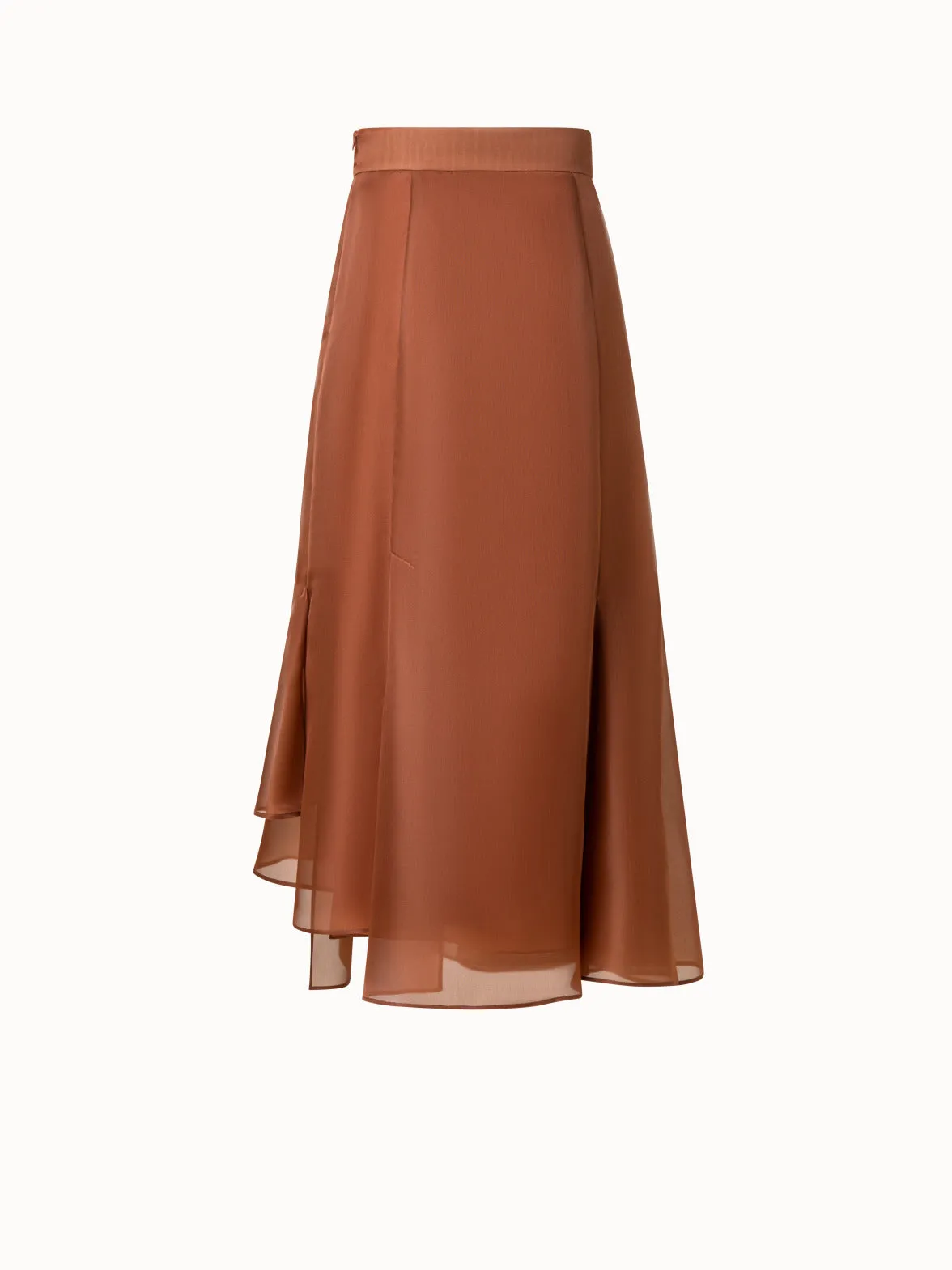 Silk Organza Asymmetrical Pleated Midi Skirt