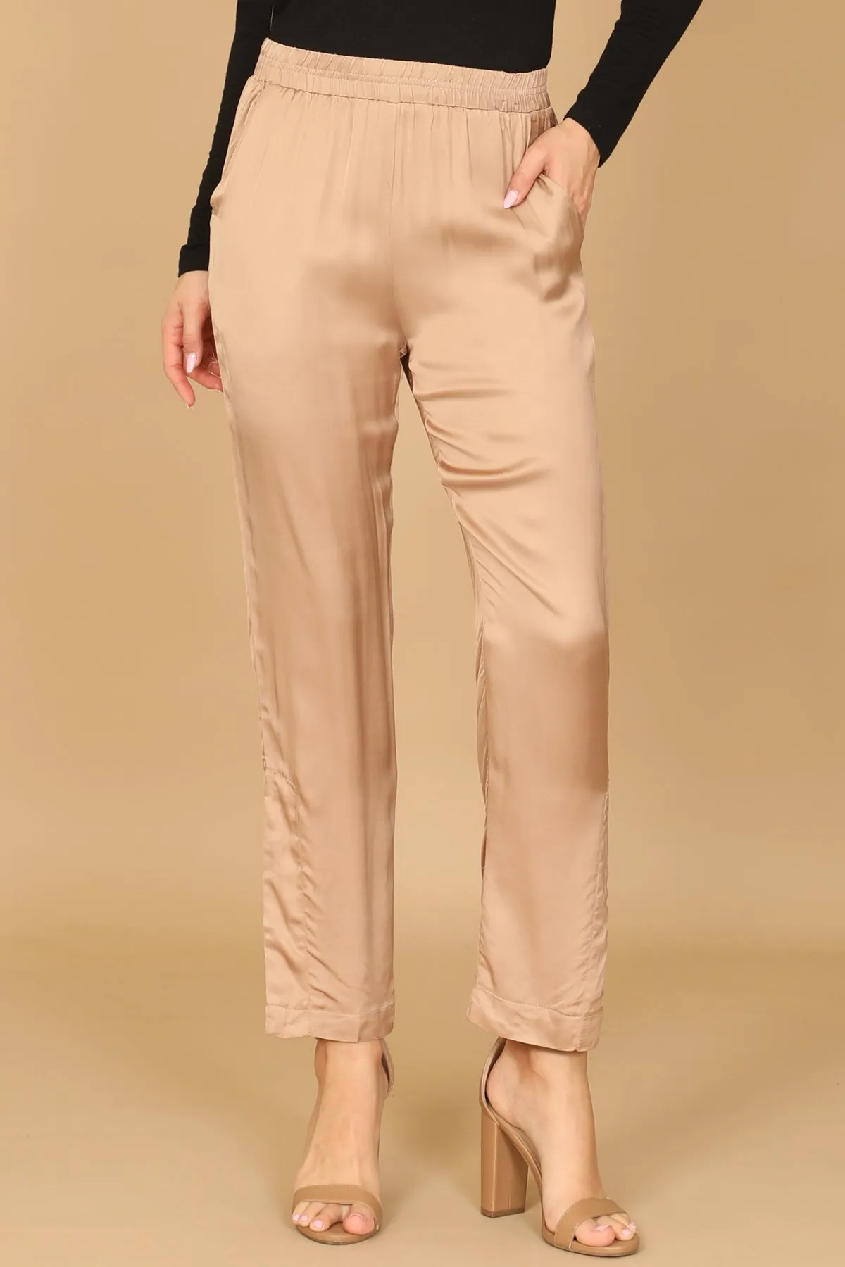 SKINNY SIDE SLIT SOLID PANTS