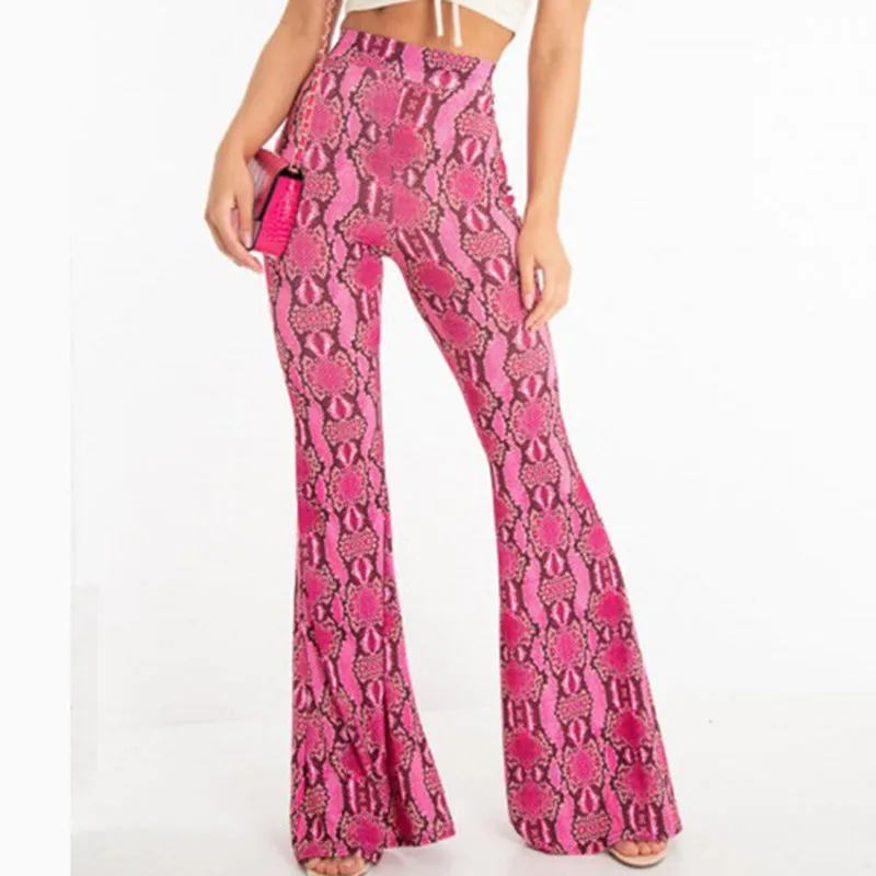 Snake Fashion Wide Leg Stretch Casual Trousers