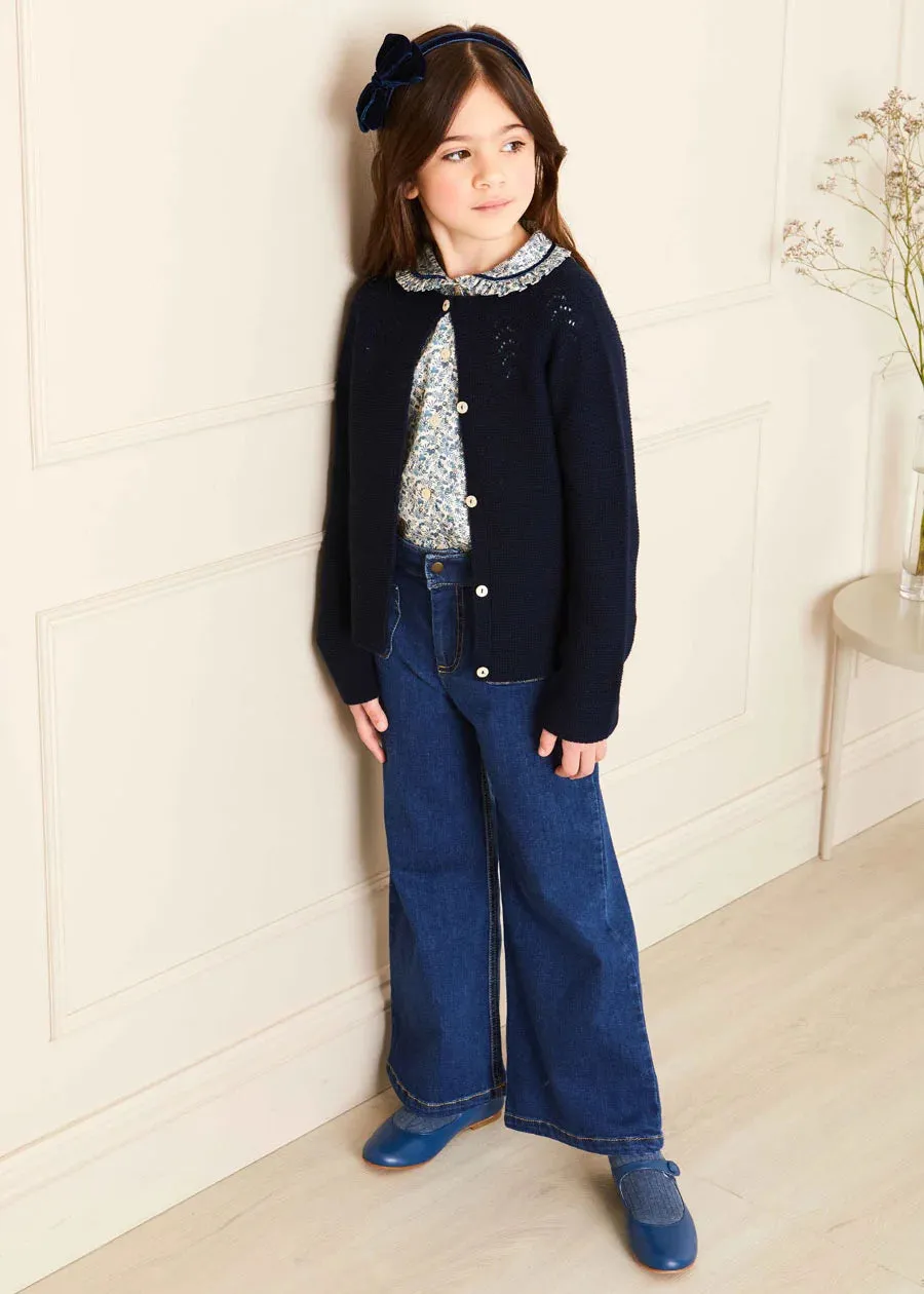 Soft Denim Wide Leg Trousers in Denim Blue (3-10yrs)