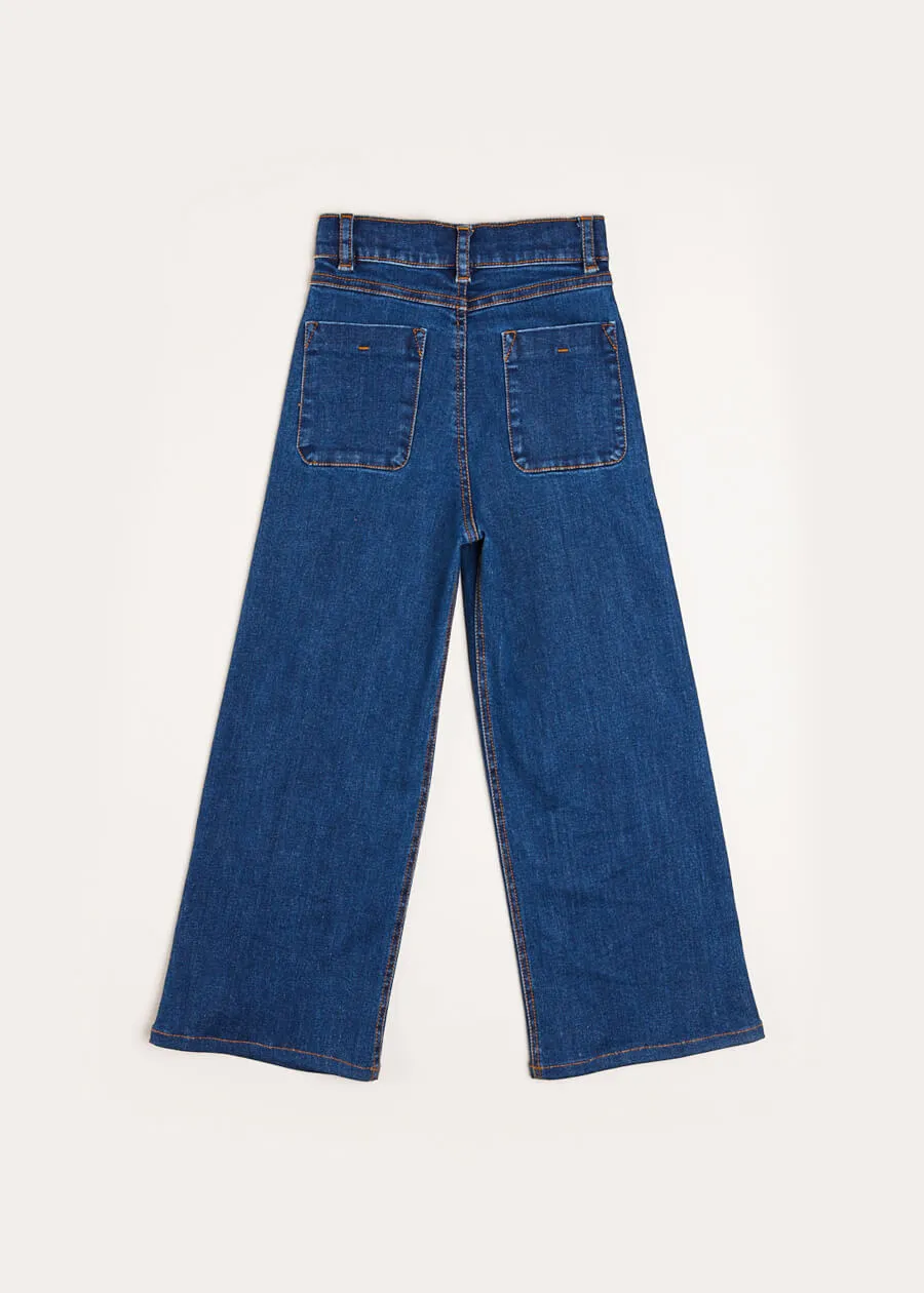 Soft Denim Wide Leg Trousers in Denim Blue (3-10yrs)