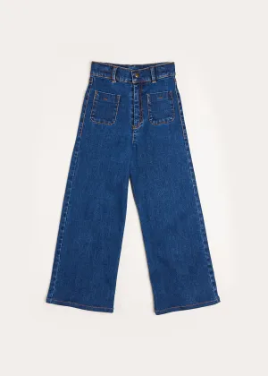 Soft Denim Wide Leg Trousers in Denim Blue (3-10yrs)