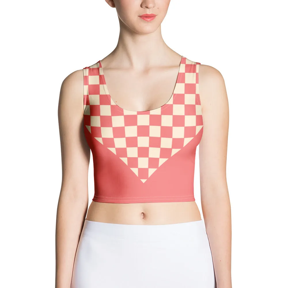 Soft Pink and Cream Checkered Crop Top