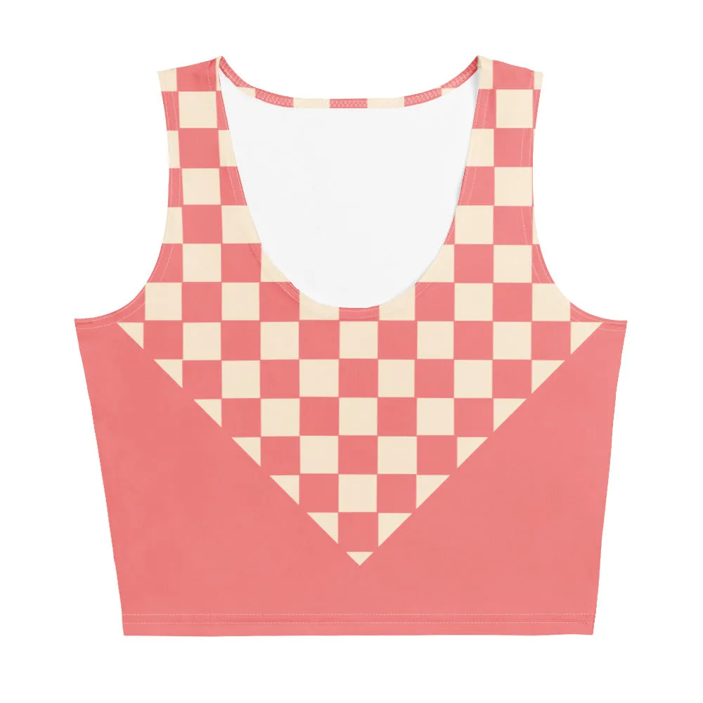 Soft Pink and Cream Checkered Crop Top