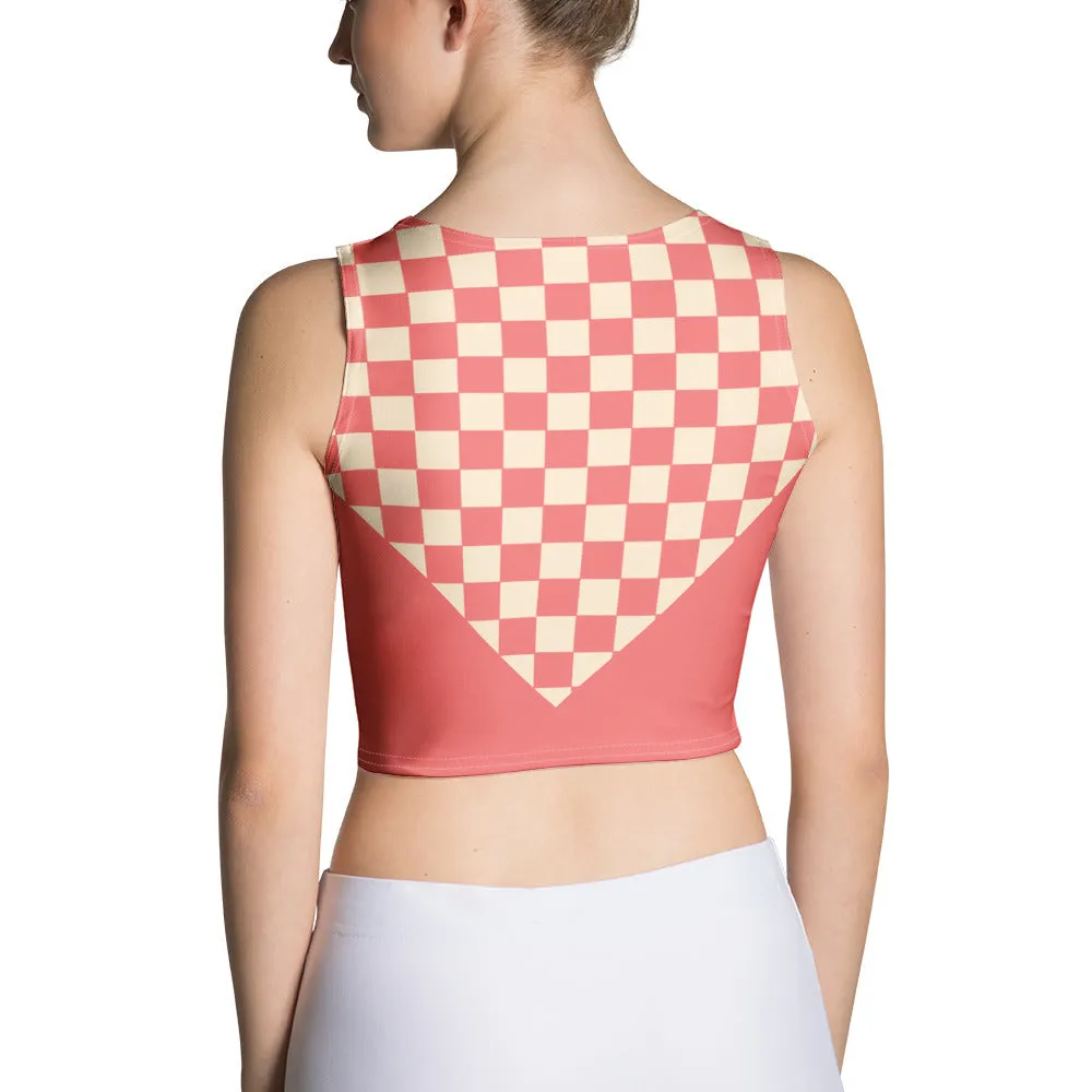 Soft Pink and Cream Checkered Crop Top