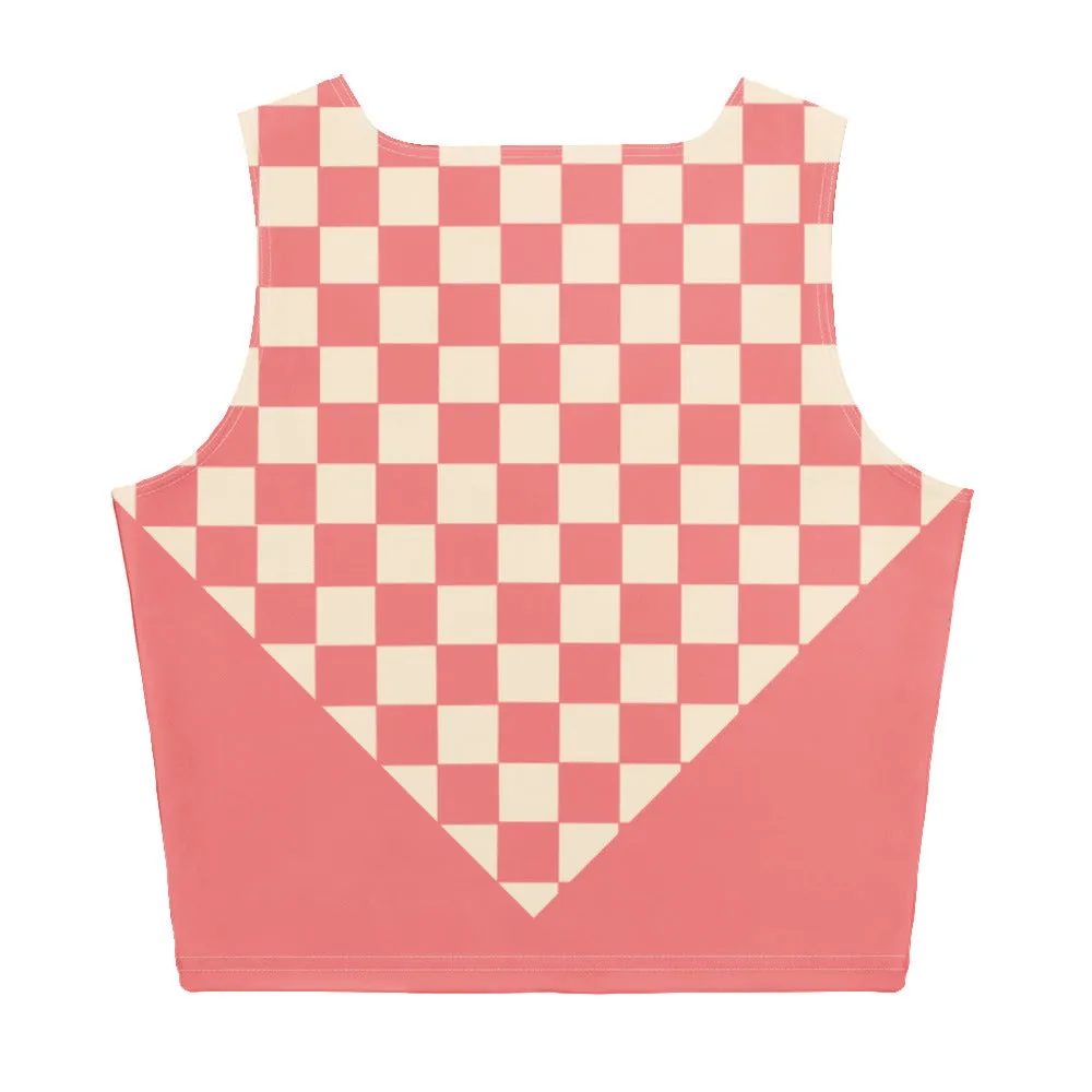 Soft Pink and Cream Checkered Crop Top
