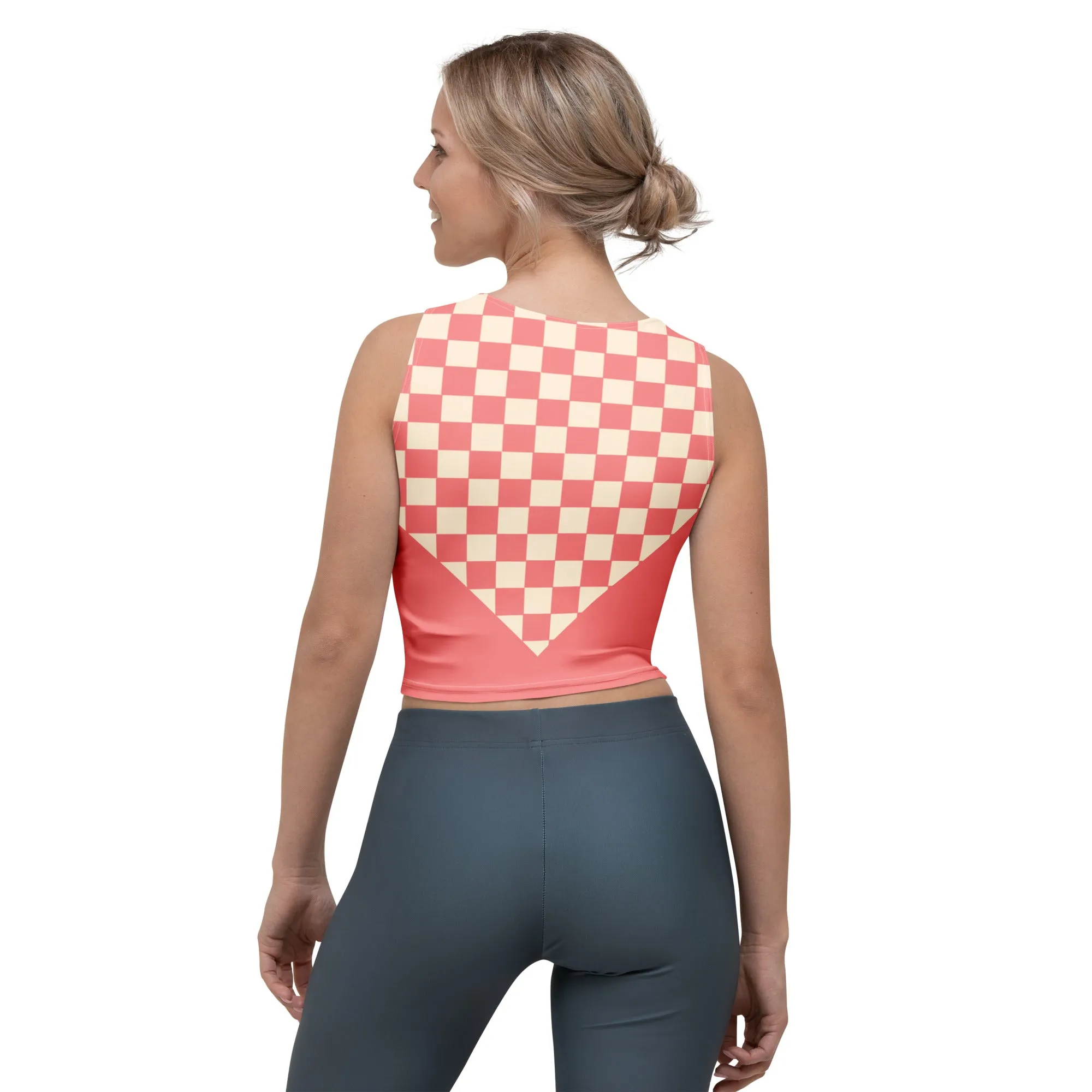 Soft Pink and Cream Checkered Crop Top