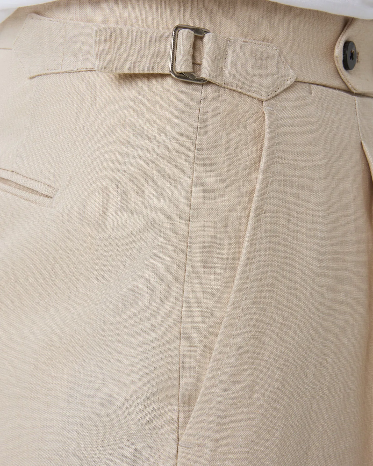 Stone Single Pleat Linen Trousers