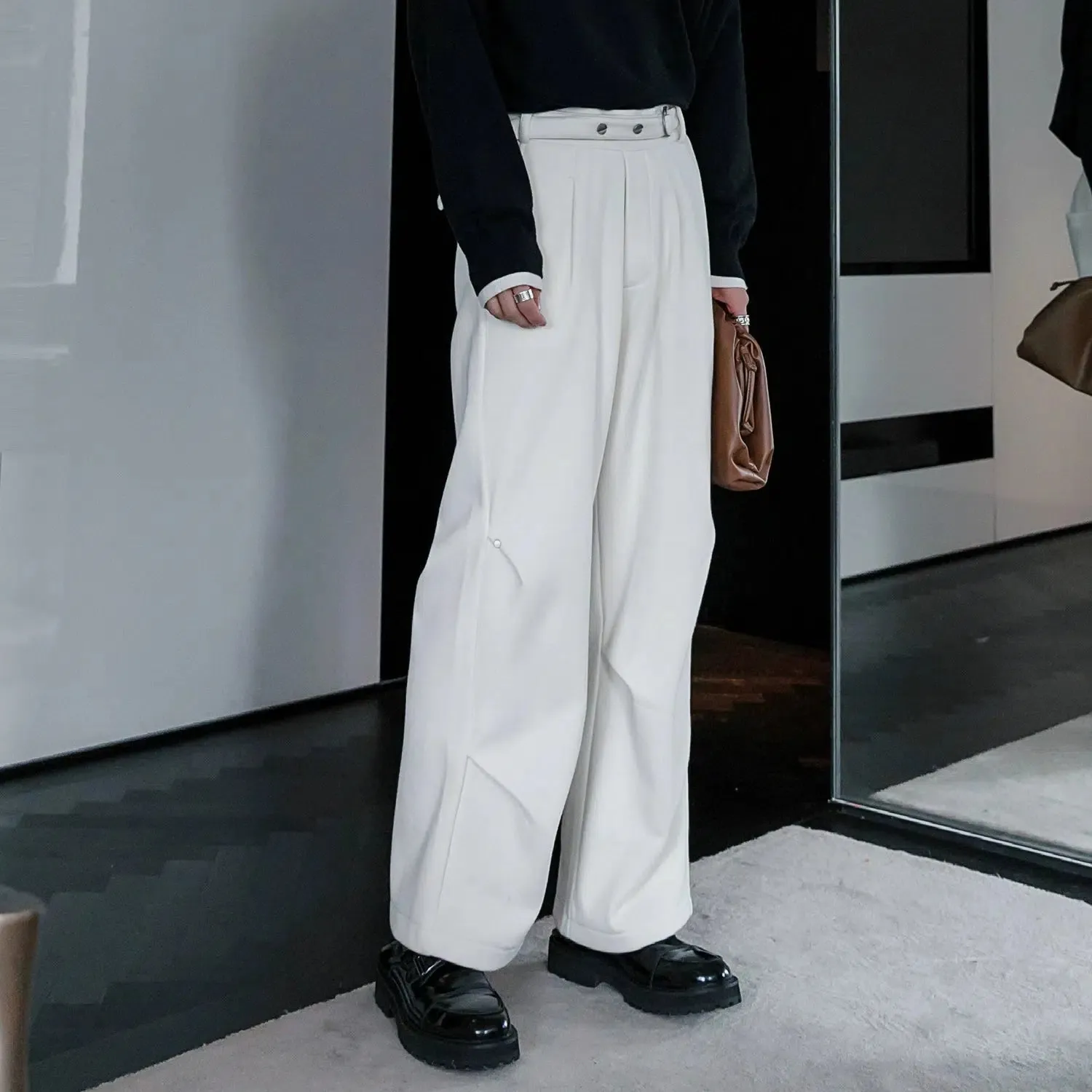 Straight-Leg Velvet Casual Pants