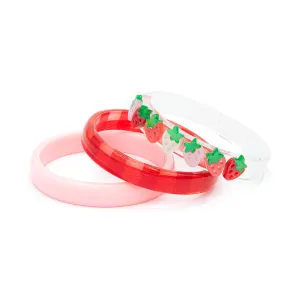 Strawberry Pearlized Red Checkered Bangles (Set of 3)