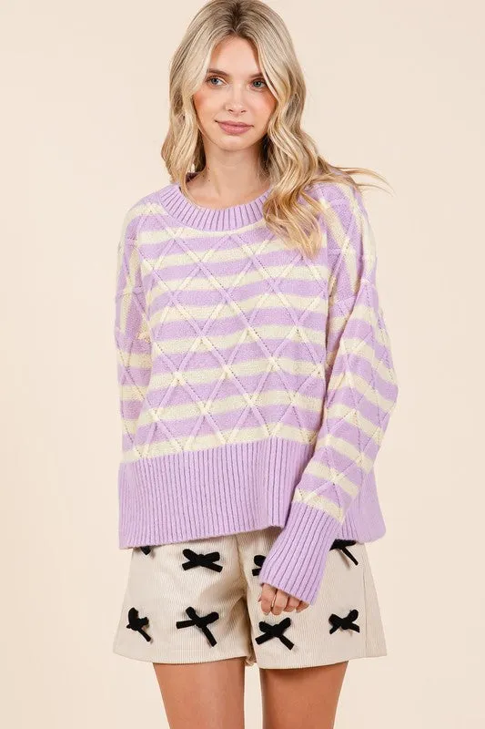Striped & Argyle Lavender Sweater