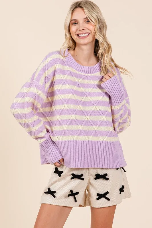 Striped & Argyle Lavender Sweater