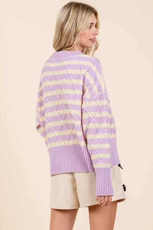 Striped & Argyle Lavender Sweater