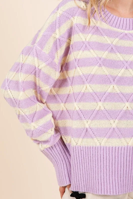 Striped & Argyle Lavender Sweater