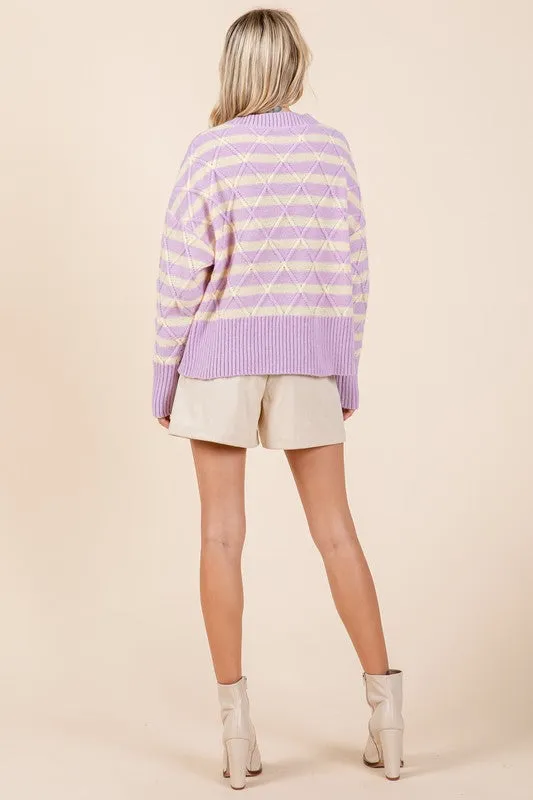 Striped & Argyle Lavender Sweater