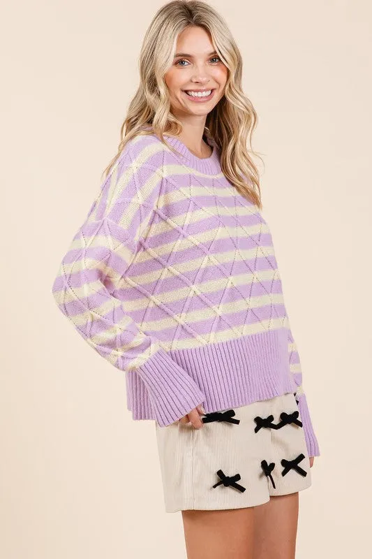 Striped & Argyle Lavender Sweater